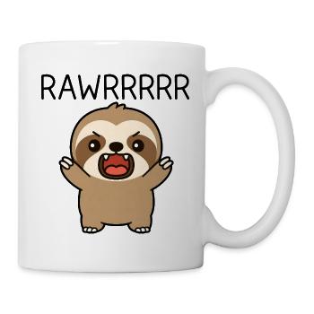 Faultier Lustiger Cartoon - Tasse - Weiß - Rechts