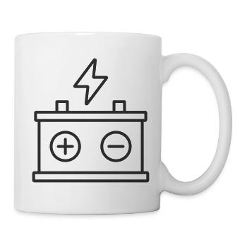 Ikon der elektrischen Leitung der Autobatterie - Tasse - Weiß - Rechts