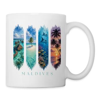 Malediven Travel – Traumstrand & Unterwasser Motiv - Tasse - Weiß - Rechts