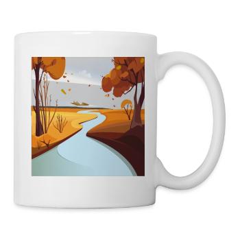 Herbstlicher Fluss durch goldene Wälder - Tasse - Weiß - Rechts