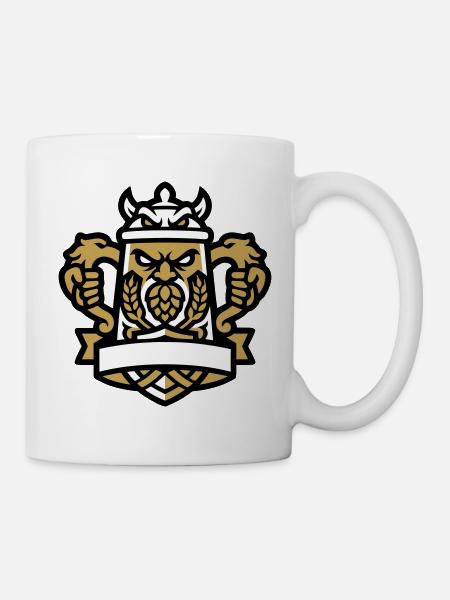Bierkrieger Maskottchen Wappen - Tasse - Weiß
