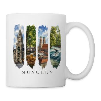 München Travel – Frauenkirche & Surfer Motiv - Tasse - Weiß - Rechts