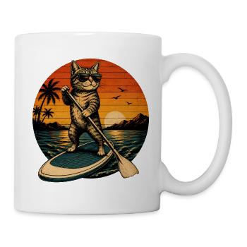 Sunset Cat Paddleboarder - Tasse - Weiß - Rechts