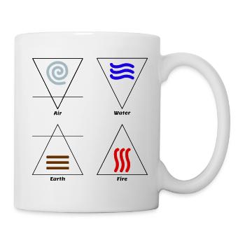 Die vier Elemente Alchemie Symbole Wicca - Tasse - Weiß - Rechts