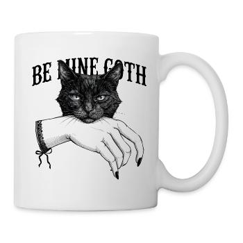Nachtkatze Handzeichnung - Tasse - Weiß - Rechts