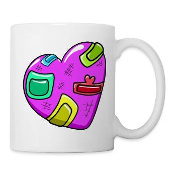 Patchwork Love Heart Pop Art - Tasse - Weiß - Rechts