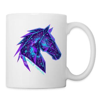SPACE TRAVEL - Galaktischer Low-Poly Pferdekopf - Tasse - Weiß - Rechts