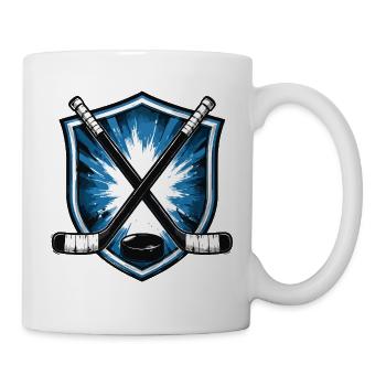 Hockey Shield mit gekreuzten Schlägern - Tasse - Weiß - Rechts