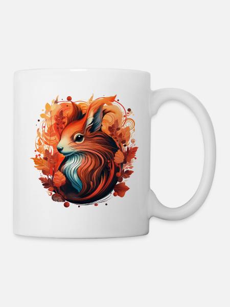 Eichhörnchen im Herbstzauber Naturliebhaber Design - Tasse - Weiß