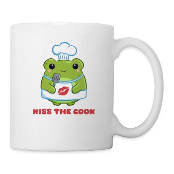 Kochfrosch Kiss the Cook Cartoon - Tasse - Weiß - Rechts