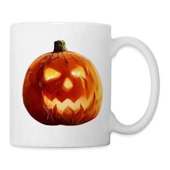 Realistischer Halloween Kürbis – Jack O’Lantern - Tasse - Weiß - Rechts