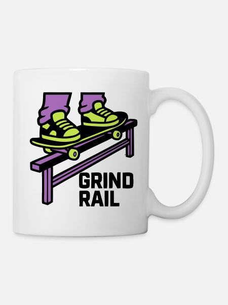 Skateboard Grind Rail Logo - Tasse - Weiß