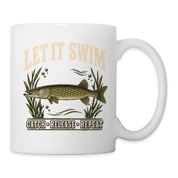 Hechtangeln Catch and Release Shirt - Tasse - Weiß - Rechts