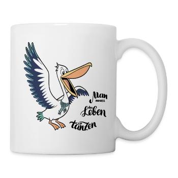 tanzender  Pelikan - Tasse - Weiß - Rechts