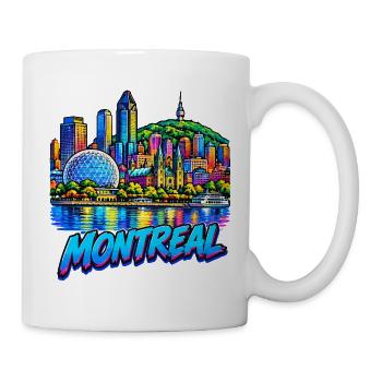 Montreal Neon Skyline Illustration - Tasse - Weiß - Rechts