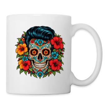 Flower Skull – Rockabilly Sugar Skull - Tasse - Weiß - Rechts