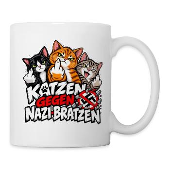 Katzen gegen Nzi-Bratzen - Tasse - Weiß - Rechts