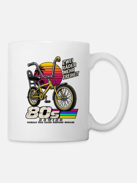 80er BMX Freiheit – Zweiräder - Tasse - Weiß