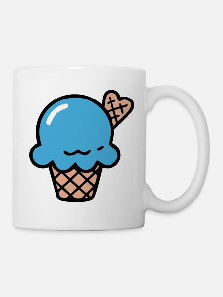 Blaue Eiscreme Waffel Icon - Tasse - Weiß