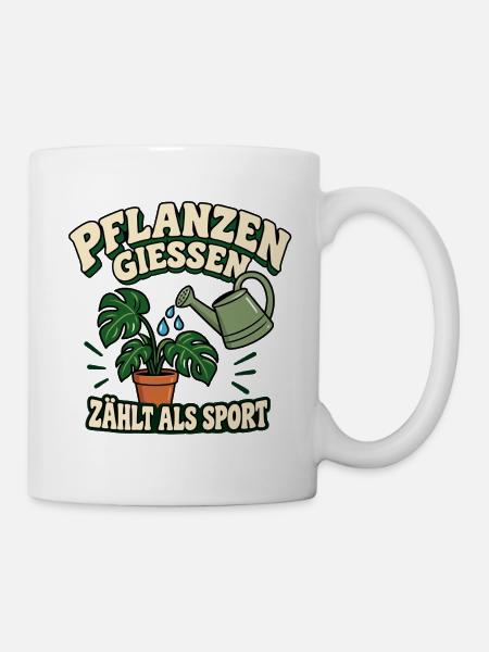 Pflanzen gießen zählt als Sport - Tasse - Weiß