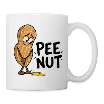 Pee Nut – Lustige Erdnuss mit Pfütze und Wortspiel - Tasse - Weiß - Rechts
