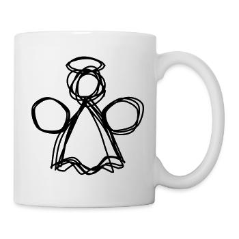 Weihnachtsengel handgezeichnet - Tasse - Weiß - Rechts