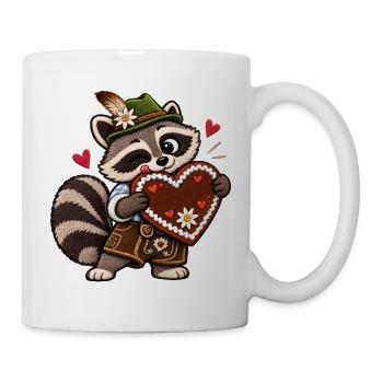 Waschbär in Tracht mit Lebkuchenherz - Tasse - Weiß - Rechts