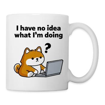 Hund am Laptop – Keine Ahnung - Tasse - Weiß - Rechts