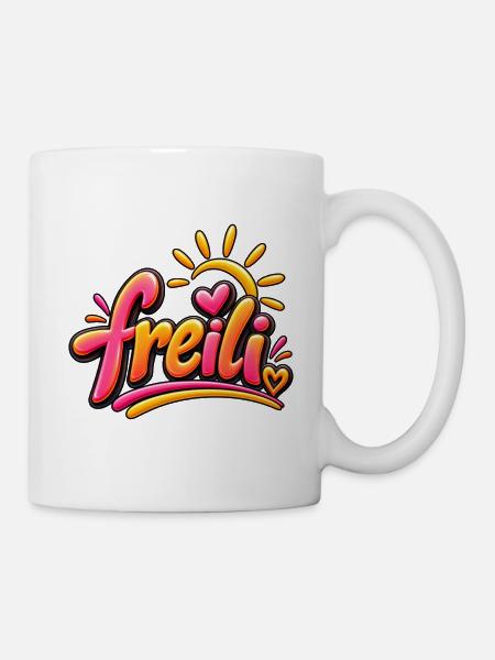 Freili Sonnenherz Neon-Design - Tasse - Weiß