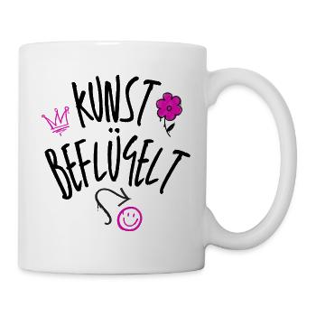 Kunst beflügelt – Pink-schwarzes Graffiti-Motiv - Tasse - Weiß - Rechts