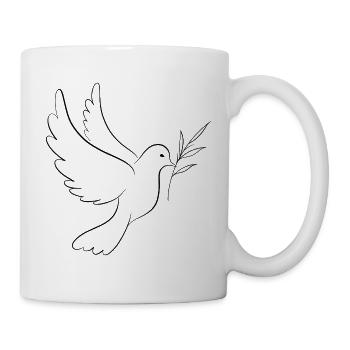 Friedenstaube mit Olivenzweig - Tasse - Weiß - Rechts