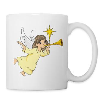 Cartoonish_angel_is_playing_the_flute - Tasse - Weiß - Rechts