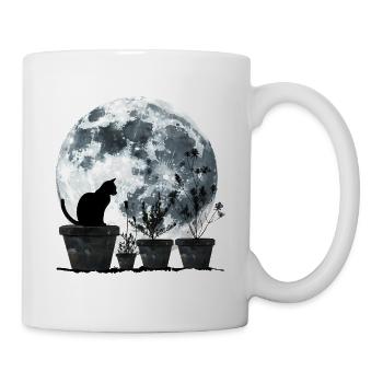 Mondkatze im Nachtgarten - Tasse - Weiß - Rechts