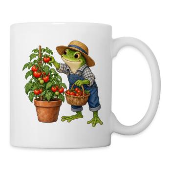 Frosch bei der Tomatenernte - Tasse - Weiß - Rechts