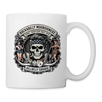 Rockabilly Moonshiners Schädel Garage - Tasse - Weiß - Rechts
