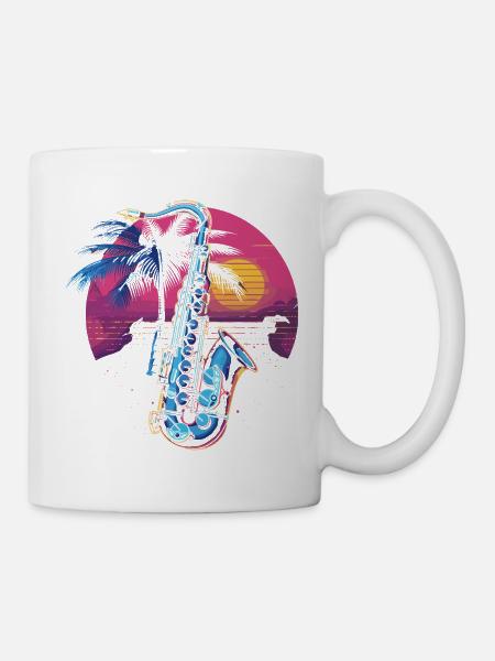 Saxophon Steamwave - Tasse - Weiß