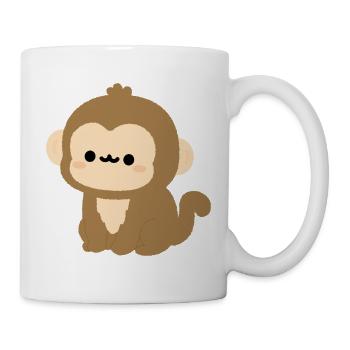 Kawaii Rhesus-Makaken-Plüsch-Illustration - Tasse - Weiß - Rechts