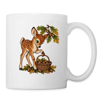 Reh sammelt Eicheln - Tasse - Weiß - Rechts