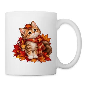 Herbstkätzchen im Blättermeer - Tasse - Weiß - Rechts