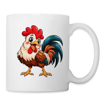Hahn Kawaii Style – Süßer Hahn - Tasse - Weiß - Rechts