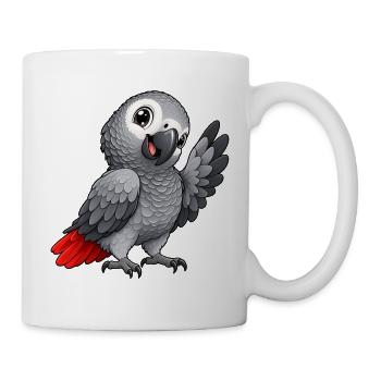 Graupapagei Kawaii Style – Süßer Papagei - Tasse - Weiß - Rechts