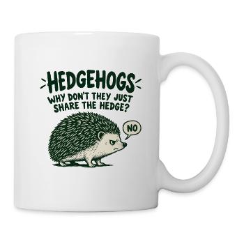 Igel und Hecke – trockener Tierwitz - Tasse - Weiß - Rechts
