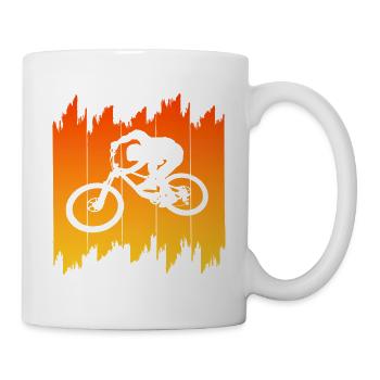 Radfahrer Silhouette Sonnenaufgang Biker - Tasse - Weiß - Rechts
