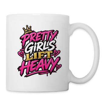 Hübsche Mädchen heben schwer – Motivation im Frauen-Fitnessstudio - Tasse - Weiß - Rechts