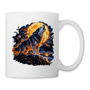 Heulender Wolf bei Vollmond - Tasse - Weiß - Rechts