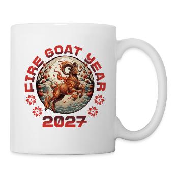 Chinesisches Neujahr 2027 Jahr der Feuerziege - Tasse - Weiß - Rechts