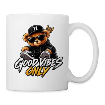 Gute Vibes Teddybär Krone Hoodie - Tasse - Weiß - Rechts