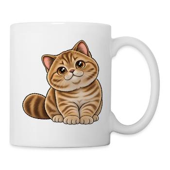 Britisch Kurzhaar Golden Tabby Kawaii Style - Tasse - Weiß - Rechts
