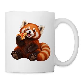 Pizza-liebender Roter Panda - Tasse - Weiß - Rechts