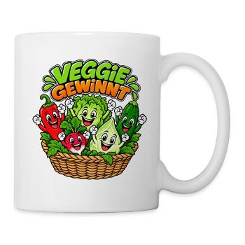 Veggie Gewinnt: Bunte Gemüsefreude - Tasse - Weiß - Rechts